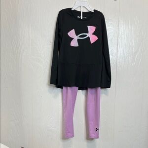 Under Armour Black Top with Pink Logo and Leggings